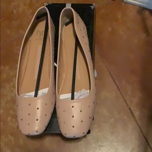 Blush Color Flats with Gold Studs